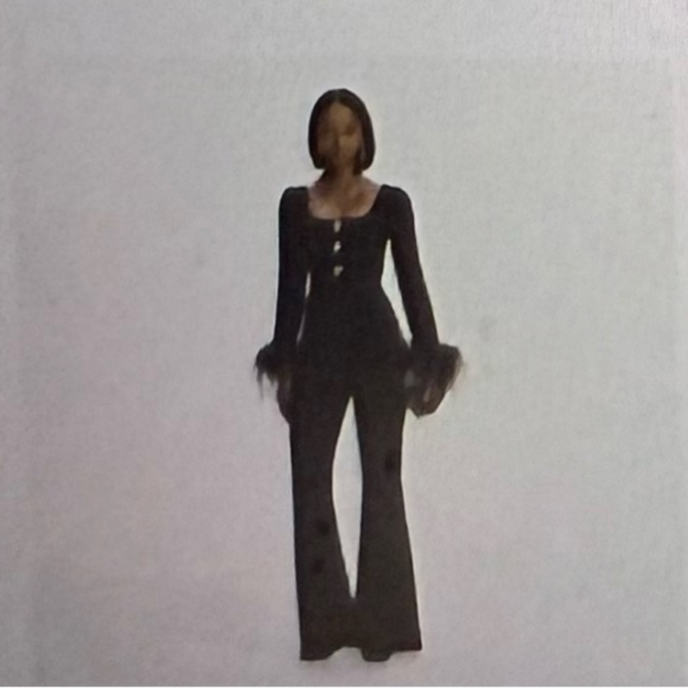 Self Portrait Black crepe feather Women's Jumpsuit, NWT, size 6 sold out online